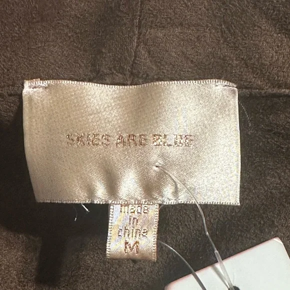 NWT Skies Are Blue Posy Faux Suede Open Drape Jacket Medium Brown - Picture 4 of 6